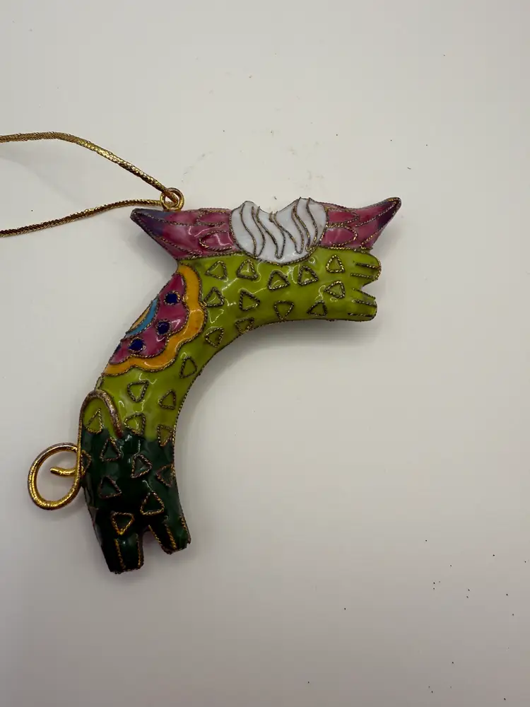 Vintage Cat? with Wings Cloisonné Brass Enamel Ornament Cloisonne