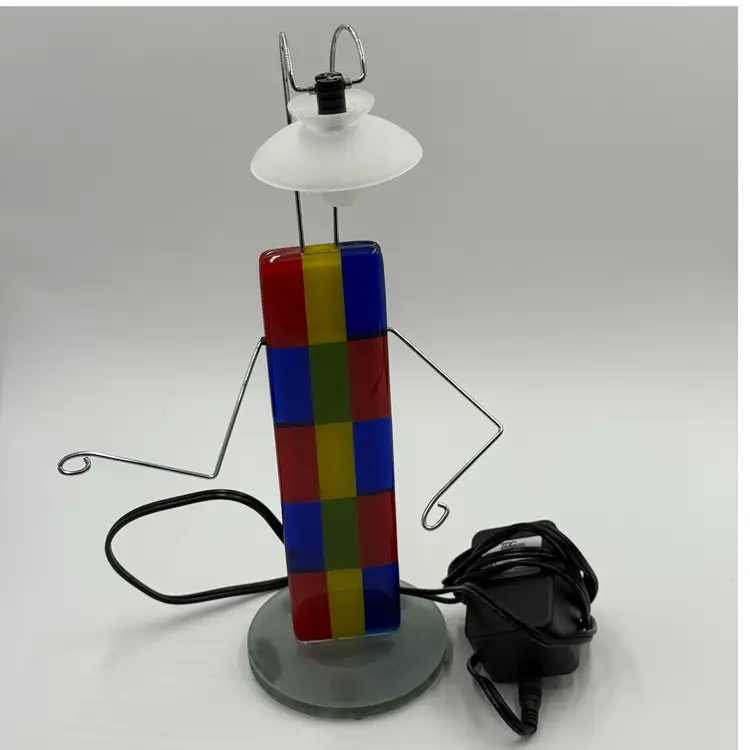 Postmodern Anthropomorphic Style Fused Art Glass Multicolor Vintage Unique Lamp