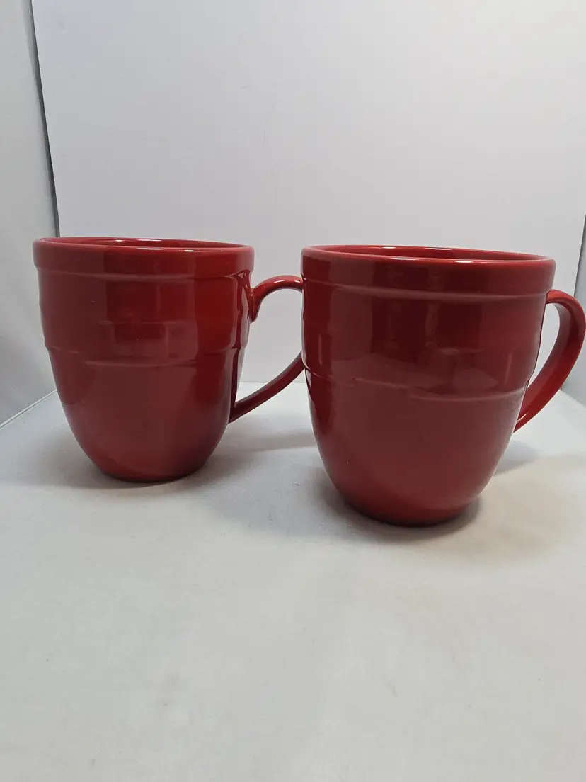 Longaberger Paprika Red Jumbo Mug 22oz Woven Traditions Set Of 2 (A4)