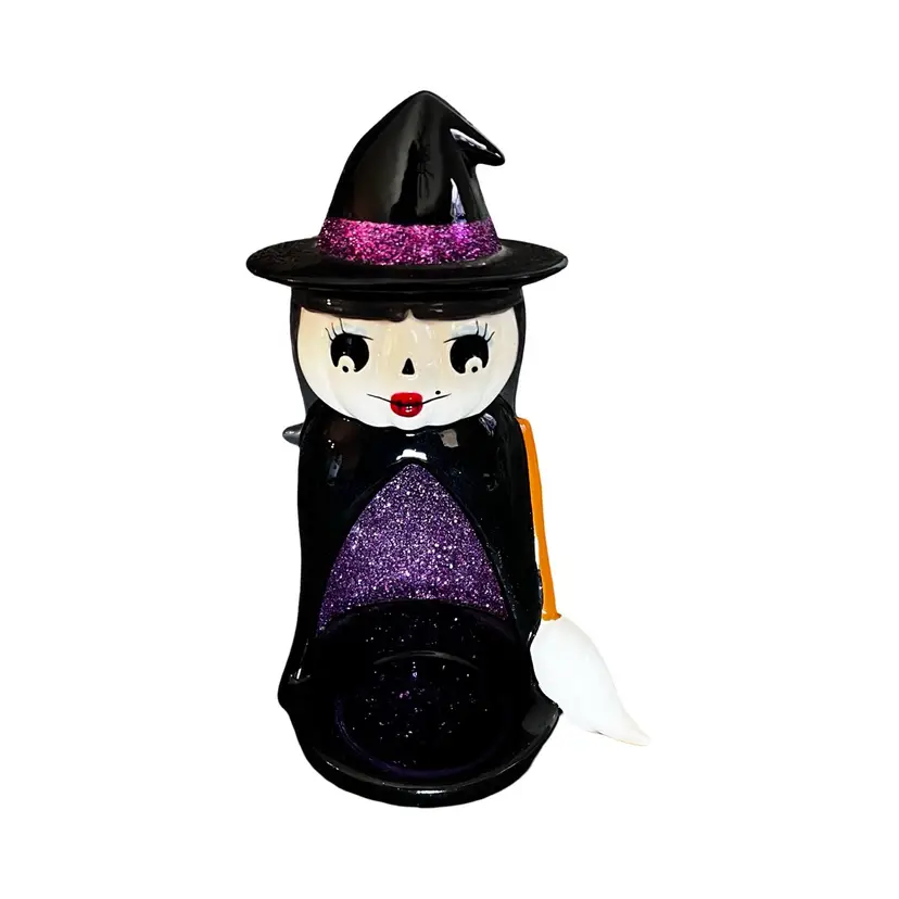 Kitschy Witch tealight Holder Ceramic Kitschy halloween tabletop decor