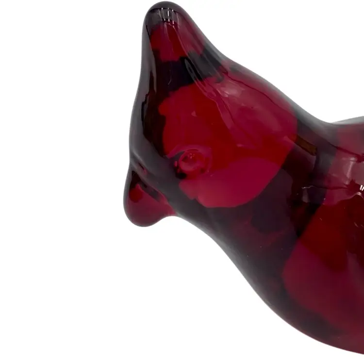 Vintage ('60s) MCM Westmoreland Glass Ruby Red Cardinal Figurine, with Sticker