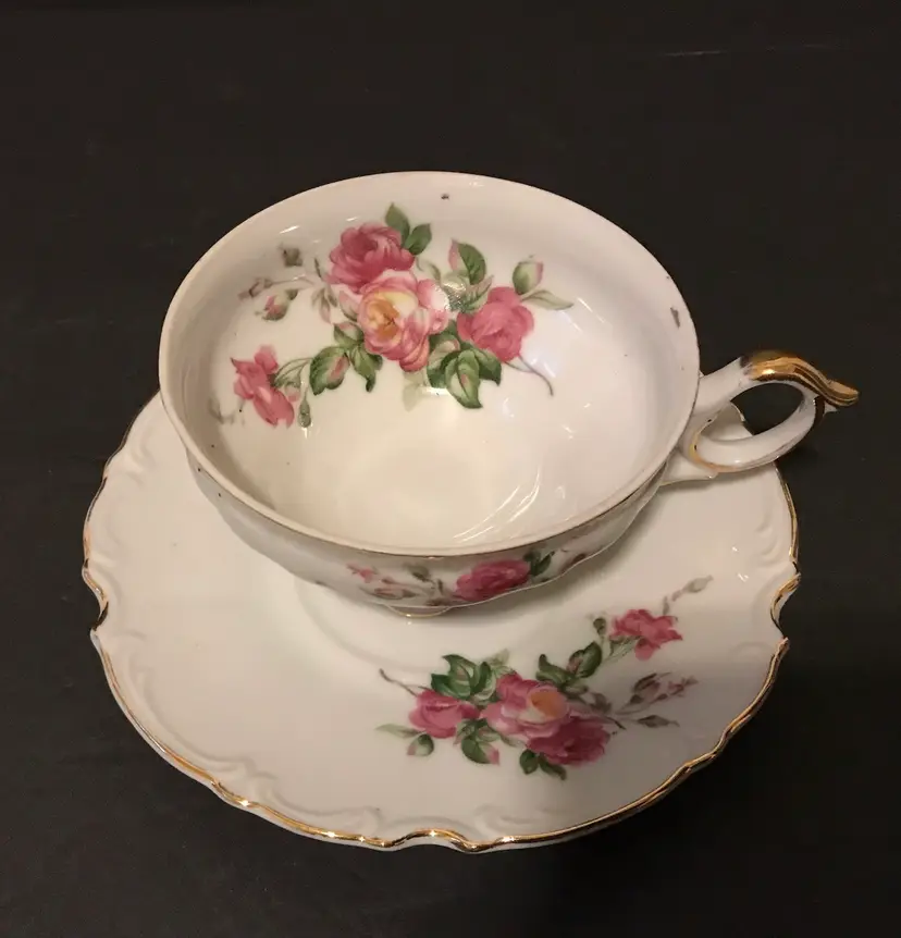 Ucagco China Made In Japan Rose Teacup and Saucer Set