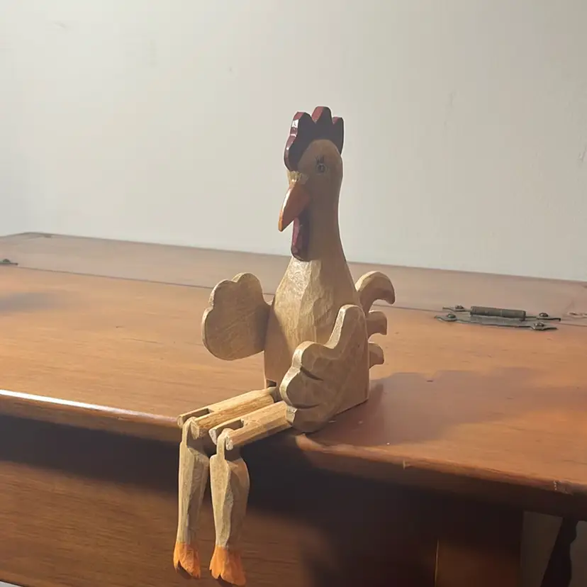 Vintage Hand carved Wood Chicken Toy/ Shelf Sitter