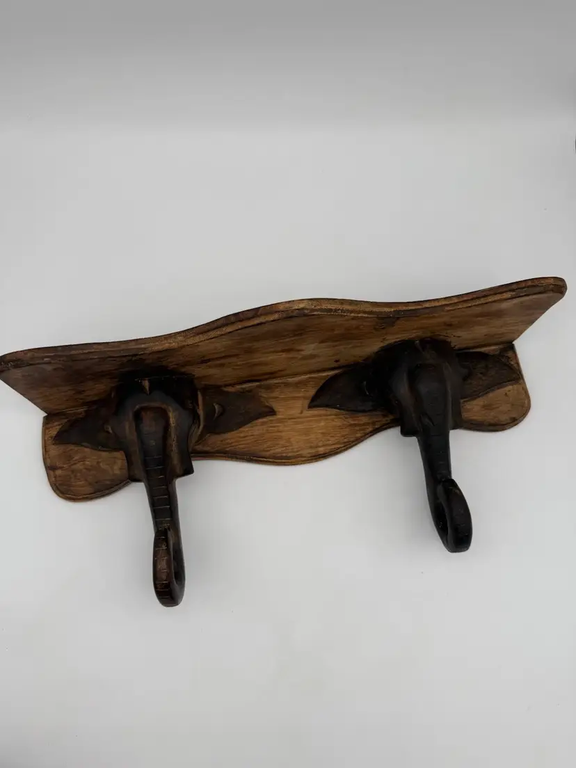 Wood Wall Décor 2 Elephant Trunks And Ears Wall Shelf 20”x5”