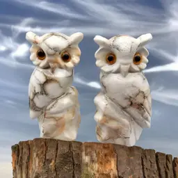 Vintage Enesco Japan Marble Look Owl Salt Pepper Shakers