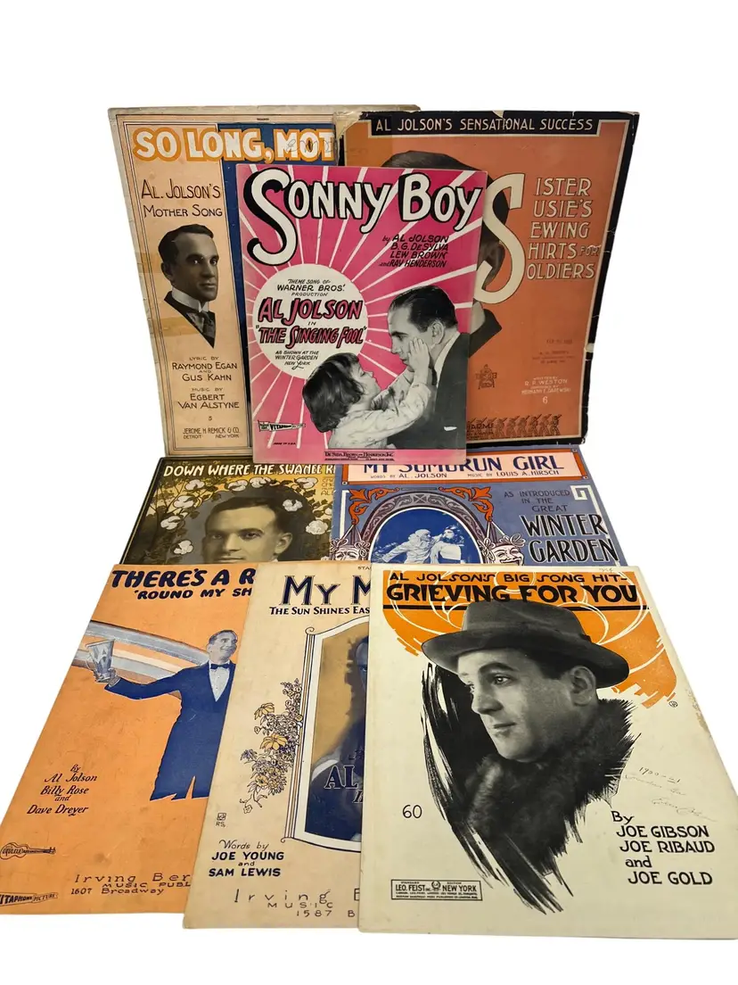 Antique Al Jolson Sheet Music Collection Lot of 8 20th Century American Music