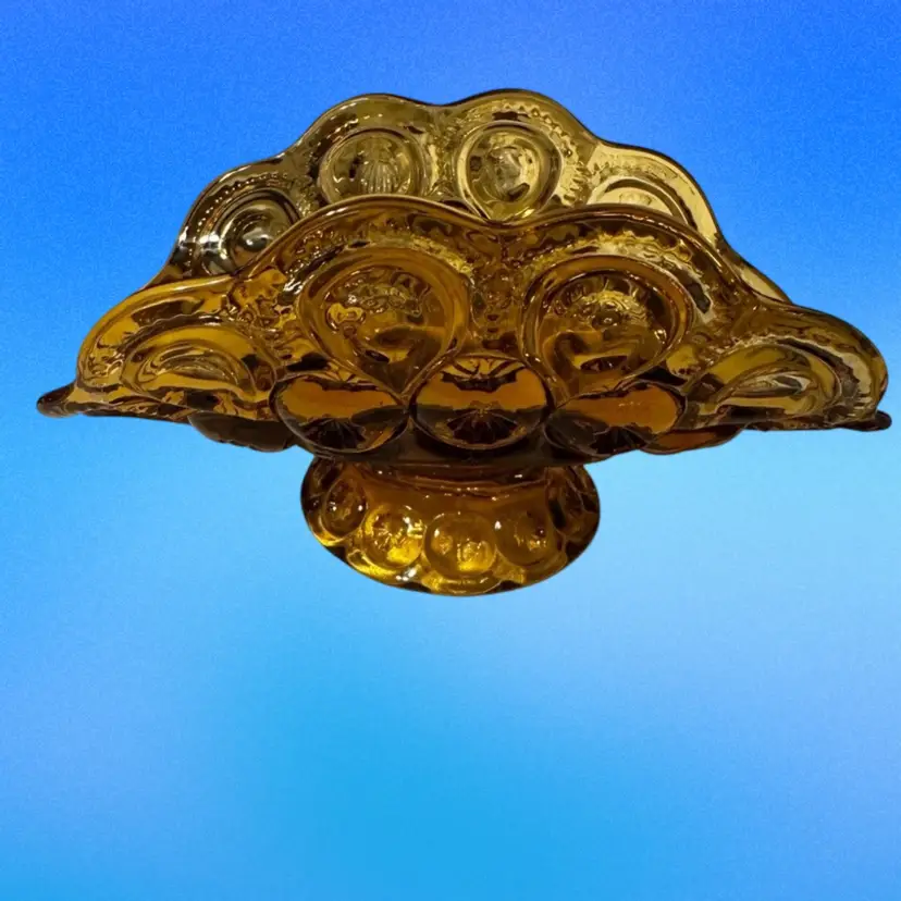 L.E. Smith "Moon and Stars" pattern amber glass banana bowl