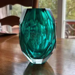 Faceted Heavy Glass Vase
