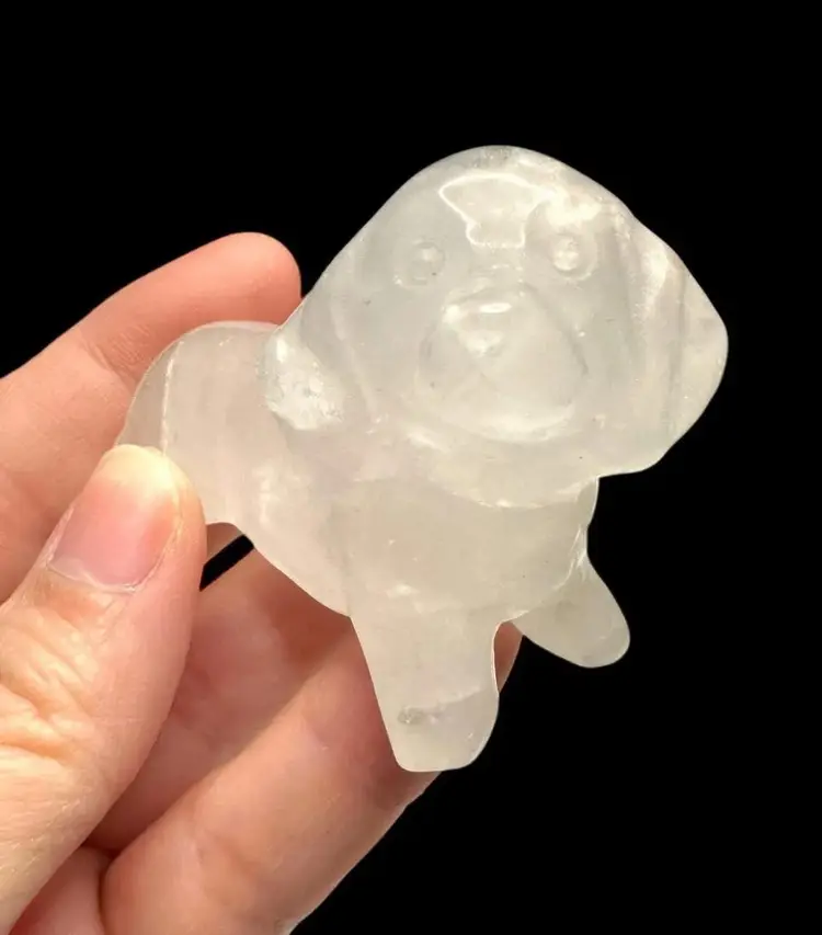 Clear Quartz Crystal Dachshund Carving Doxie Dog