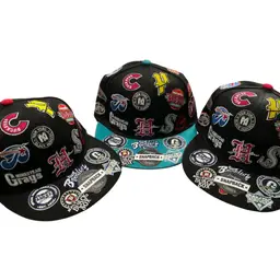 Lot 5 Headgear Classics Negro League all-over Teams logo snapback caps- Youth