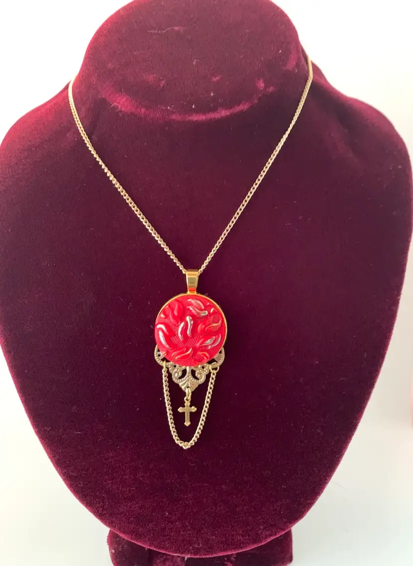 Antique Glass Button Pendant