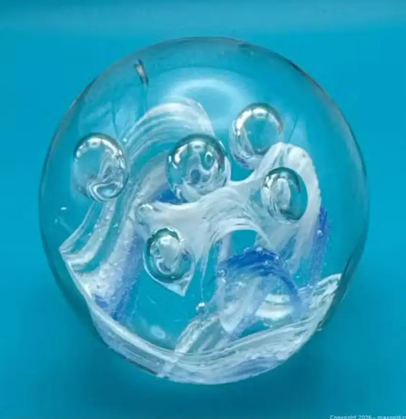 Art Glass Clear/Blue/White Paper Weight