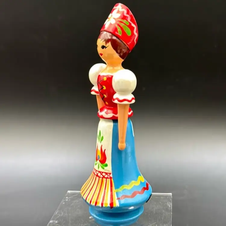 #02 Vintage Hand Painted Wooden Doll From Hungary