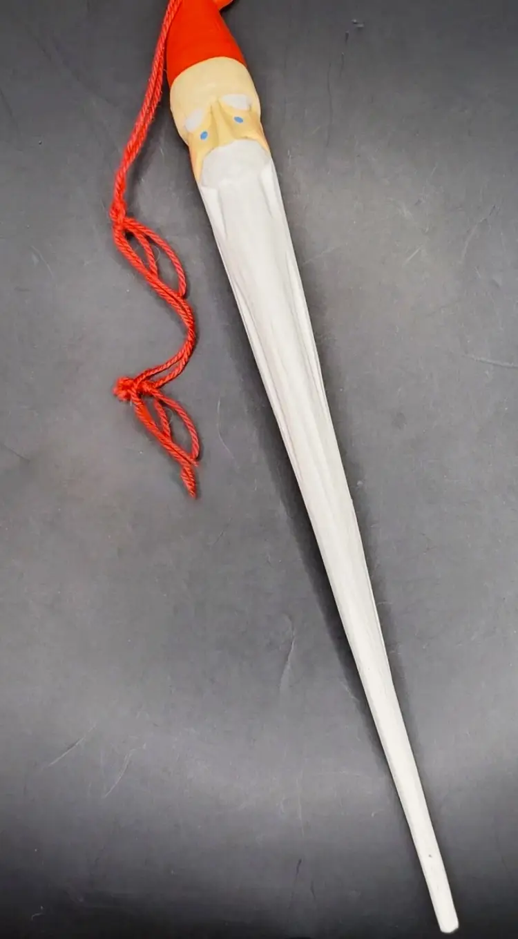 *VTG* Department 56 Carved Santa Head Ornament White Icicle Beard 11” Christmas