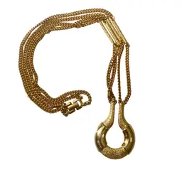 Vintage Castlecliff Gold Tone Necklace 24 Inch Chain Fixed Pendant