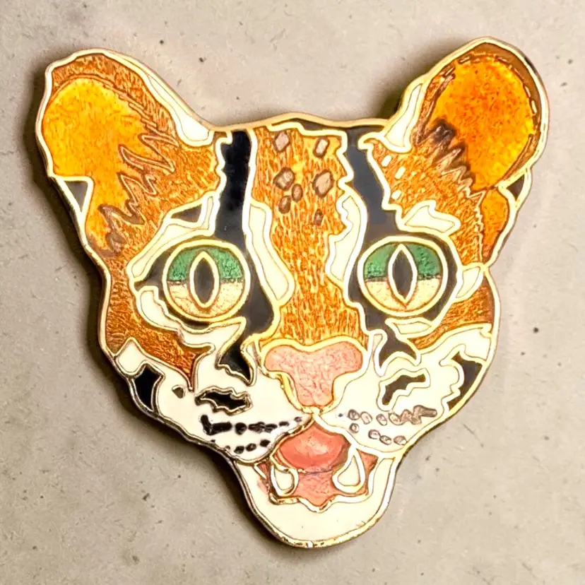 Vtg Wm Spear Ocelot Leopard Gold Tone Enamel Pin Brooch Original Pkg.