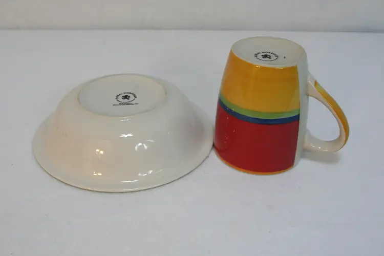 Royal Norfolk Mambo 12oz Color block Coffee Tea Mug Cup Cereal Soup Bowl set of 2
