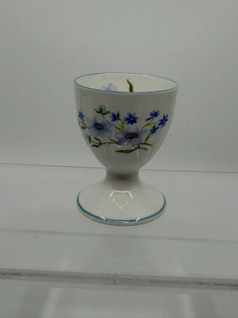 Vintage Egg Cup Shelley Blue Rock Fine Bone China Blue Floral England