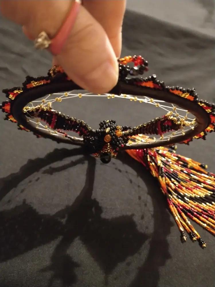 Handcrafted Beaded Dragon Dream catcher with Vibrant Fringe Design