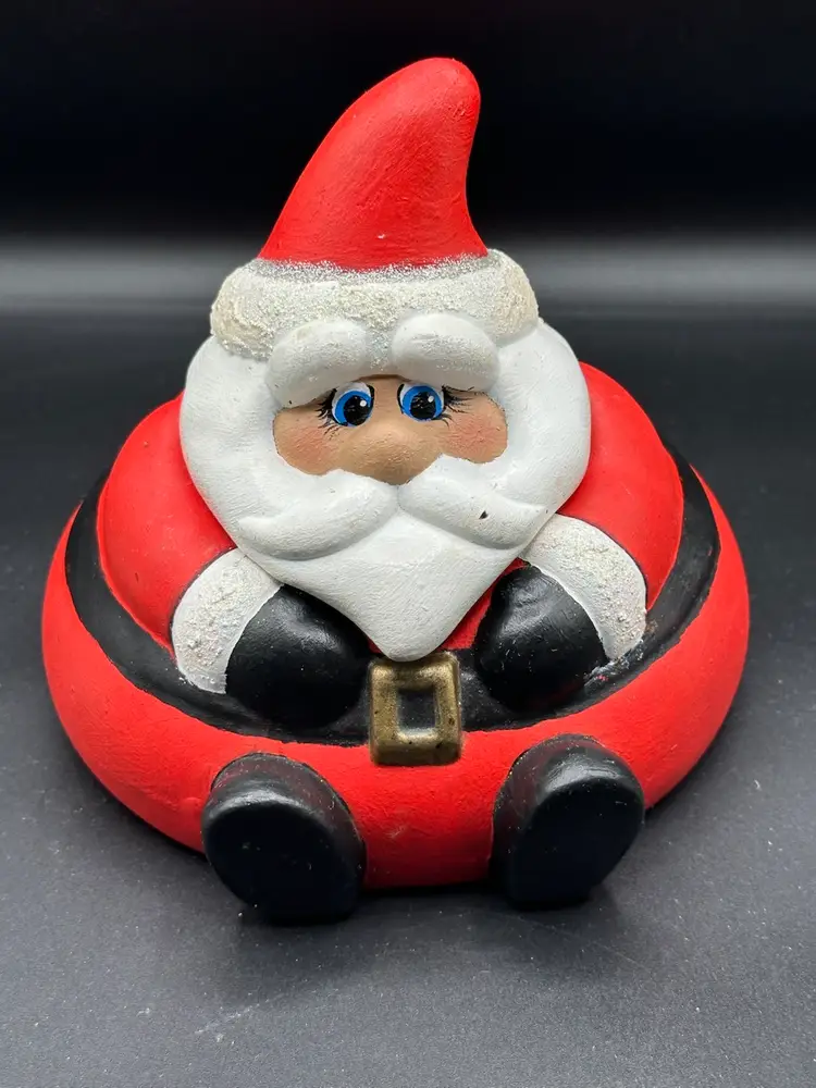 Roly Poly Santa Clause Belly Candy Dish Cookie Jar Ceramic Christmas Holiday