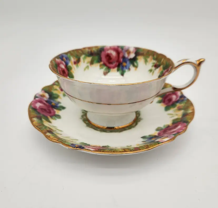 Vintage Paragon Tapestry Rose Fine Bone China Teacup & Saucer Set Double Warrant