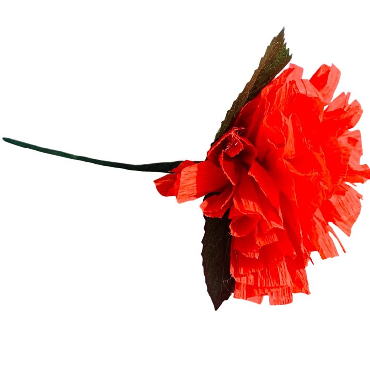 Vibrant Crepe Paper Flowers Made By Me Res Color Marigold Carnation Blossom 3.5-4” Diameter Blossom And 5.5-6” Tall Overall