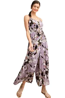 Kori Floral Button Down Jumpsuit - Lilac