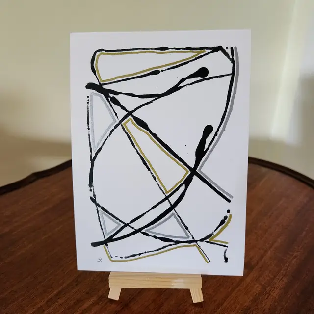 Marble Art On Watercolor Paper Original Signed By The Artist Unframed 5x7