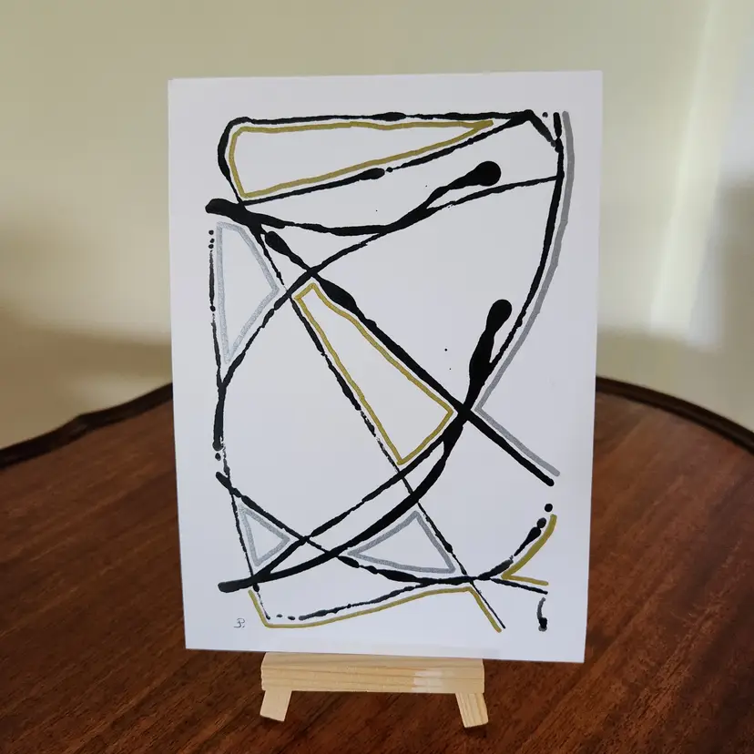 Marble Art On Watercolor Paper Original Signed By The Artist Unframed 5x7