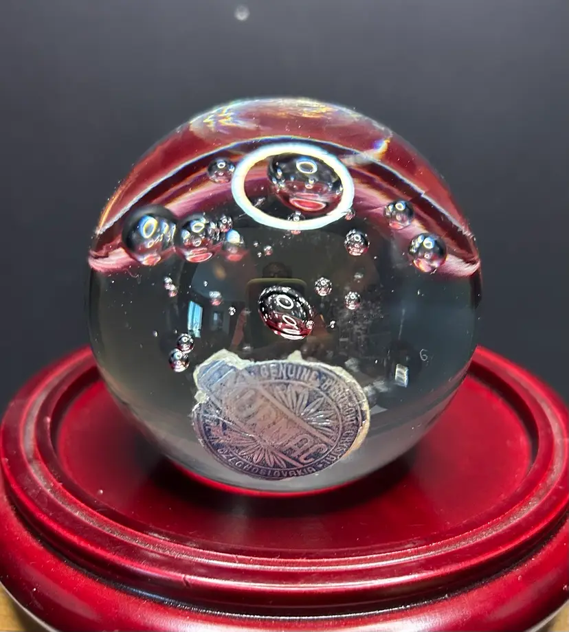 Clear Controlled Bubble Hand Cut Crystal Murmac Made In Czechoslovakia 3x3 Some Minor Scratching On Bottom