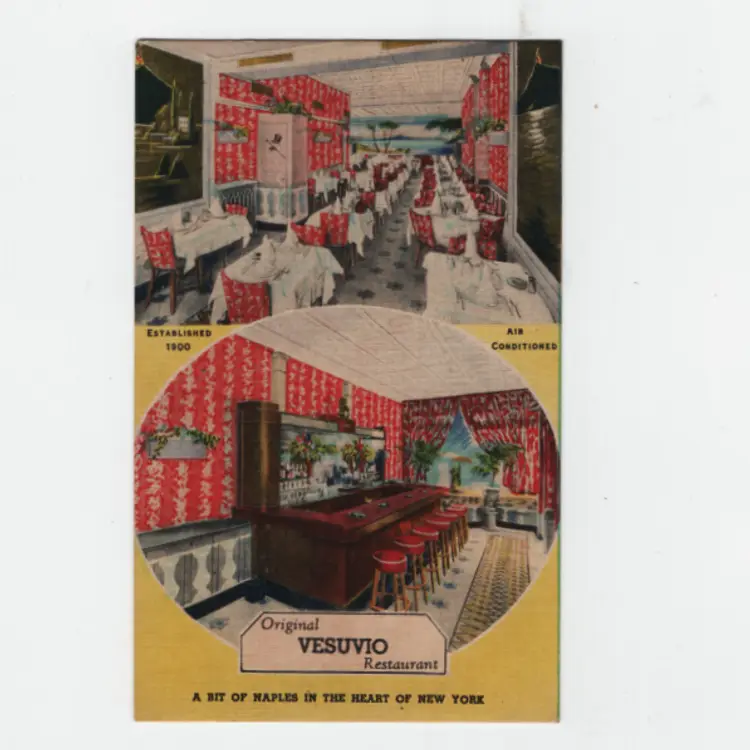 Vintage Postcard 1940s Vesuvio Restaurant New York City Dated Note Back