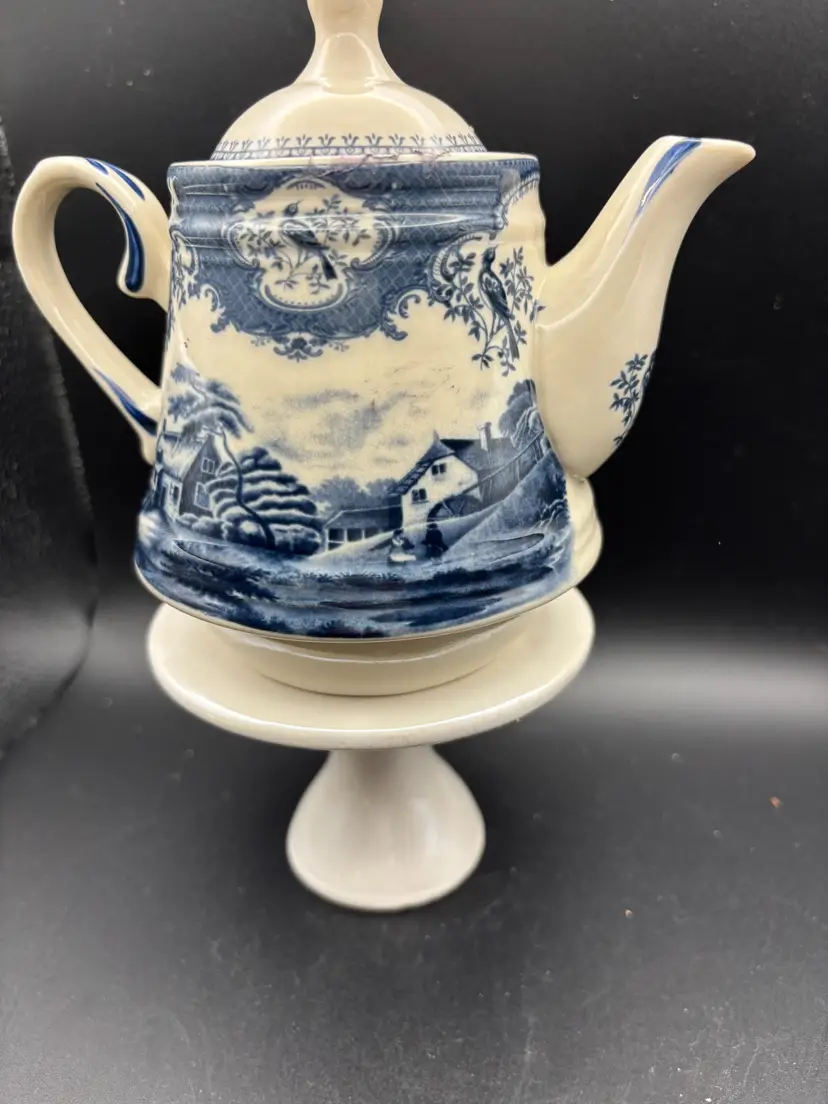 Tea Pot, Antiche Riproduzioni Victorian Reproduction Blue Transfer ware - no cup