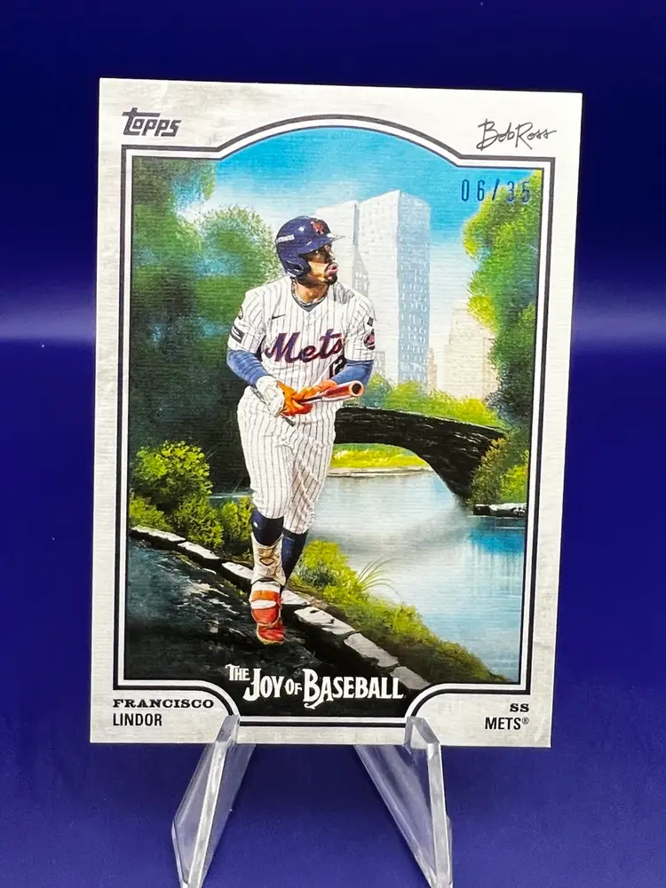 Francisco Lindor 2025 Topps X Bob Ross Joy Of Baseball Titanium White /35 New York Mets