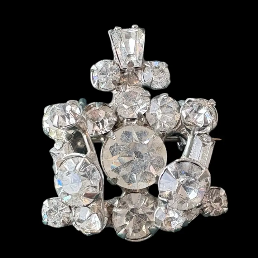1950s Tiered Rhinestone Brooch