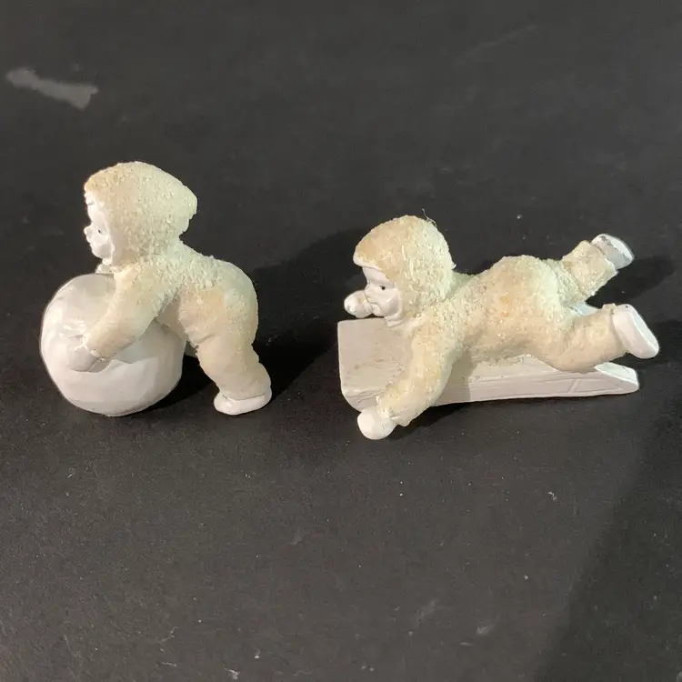 Pair of Metal Dept 56 Snowbabies Miniatures