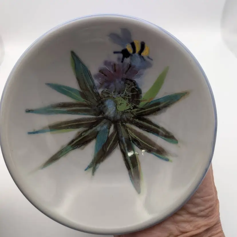 Highland Stoneware- Small Bowl Hand painted Bee and Thistle