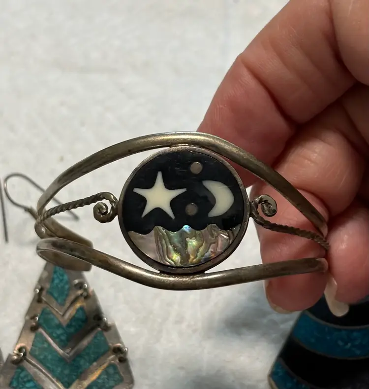 Lot of Alpaca Silver, Bracelet and 2 Pair Earrings