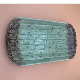 Vintage Asparagus Bordallo Pinheiro Rainha Majolica Green Serving Tray Dish