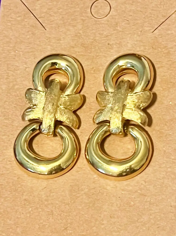 Vintage 1980’s Givenchy Dual-Textured Gold Door-Knocker Earrings (Signed)