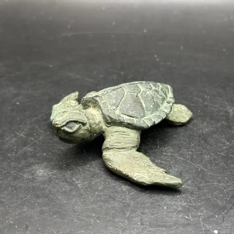Metal Sea Turtle Figurine Verdigris Finish 4.25"