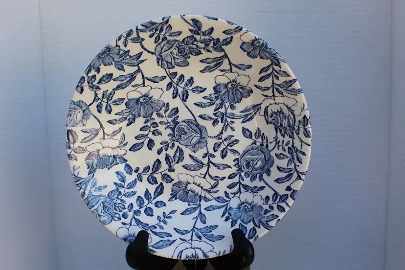 Vintage Churchill Blue and White Peony 8 in Soup Bowl England