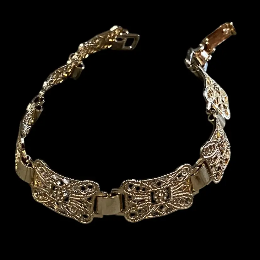 Vintage Gold Tone Eloxal Aluminum Germany 7” Bracelet
