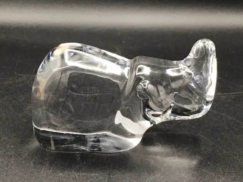 1824-Orrefors Crystal Rhino Paperweight