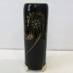 VINTAGE Fraureuth Saxony Hand Painted Art Deco "Rocket Ship" Vase w/ Gold Accents - Germany 1920s