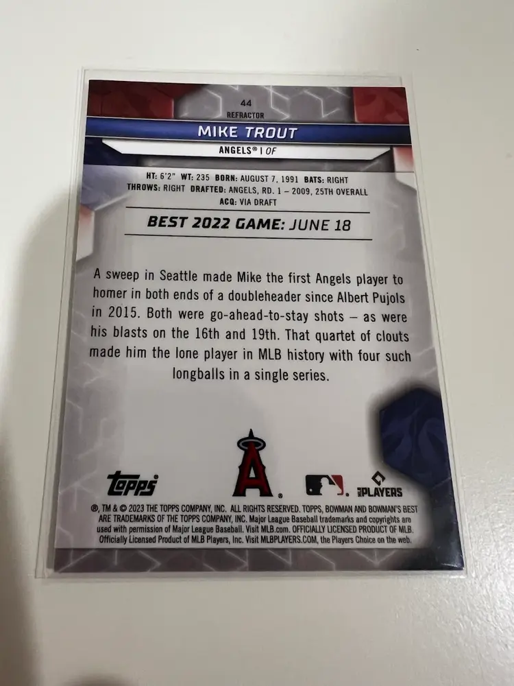 Mike Trout Bowman’s Best Refractor Los Angeles Angels