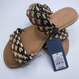 Women's Universal Thread Anita Two-Band Slide Sandals Black/Brown