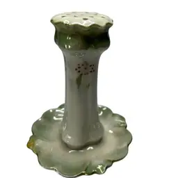 4 1/2” Tall Austria Numbered 1036 13 Hole Porcelain Hat Pin Holder With Ring Dish Attached Possible Defect On Dish?