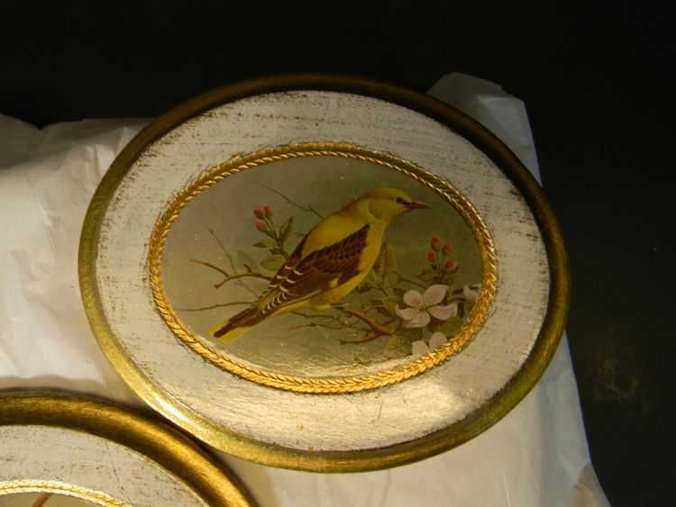 Italian Art Wooden Bird Plaques (2)