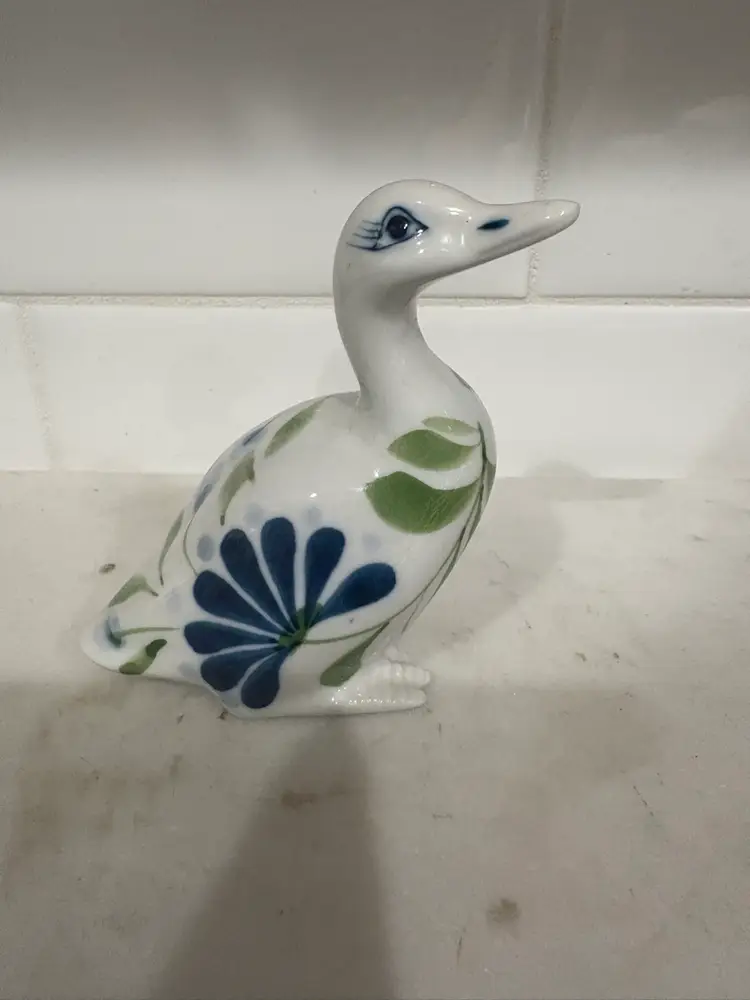 Dansk SAGE SONG Duck Figurine BLUE & GREEN FLORAL DESIGN