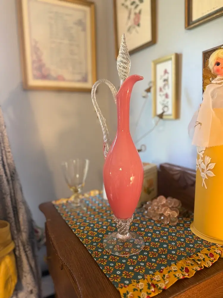 Incredible Empoli Pink Opaline Pitcher With Stopper